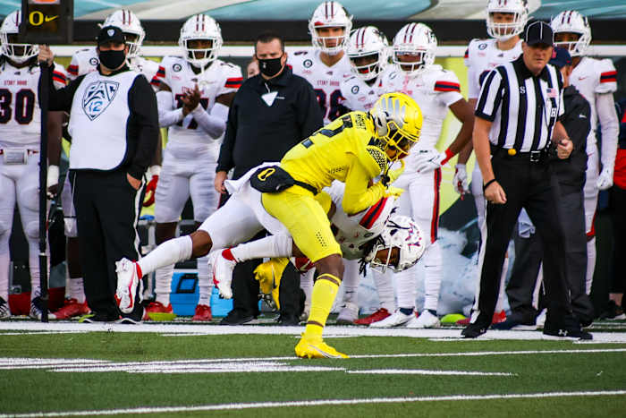 Mykael Wright (2) makes a stop against Stony Brook.